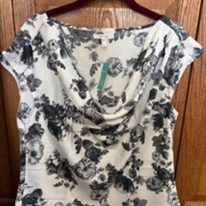 Maurice's Floral Satin Cowl Neck Blouse